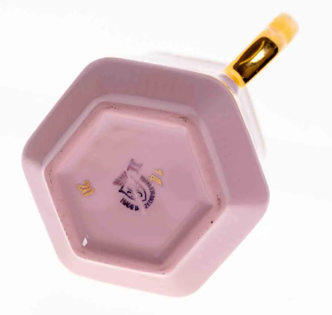 Vintage Porzellan Tasse mit floralem Muster in rosa-gold, Höhe 9cm – Bild 2