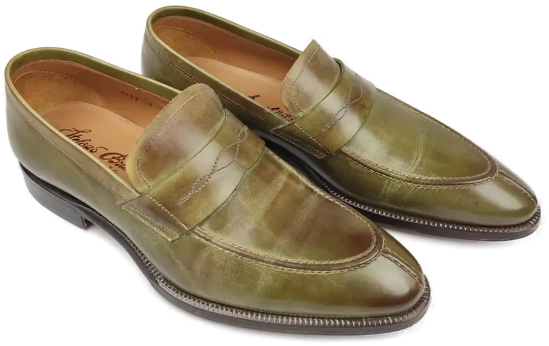 Stefano Branchini Herren Leder Slipper, grün - Gr. 43 - Bild 1