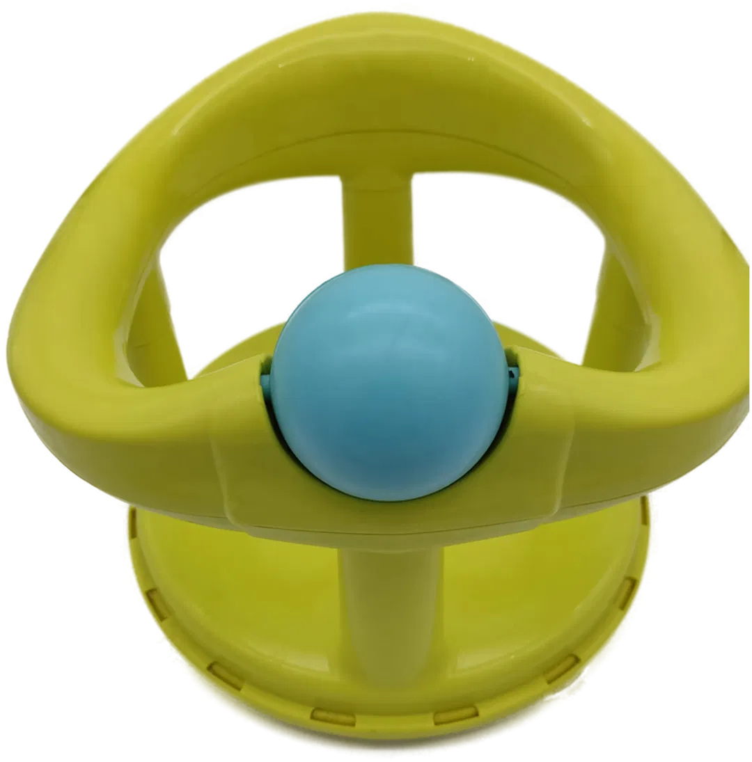 Drehbarer Badesitz, Kunststoff, grün mit Kugel in türkis/hellblau, mit Saugnäpfen - Bild 1