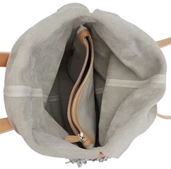 Max V. Koenig Damen Lederhandtasche mit Fransen, grau/creme - Höhe ca. 37 cm  - Bild 4