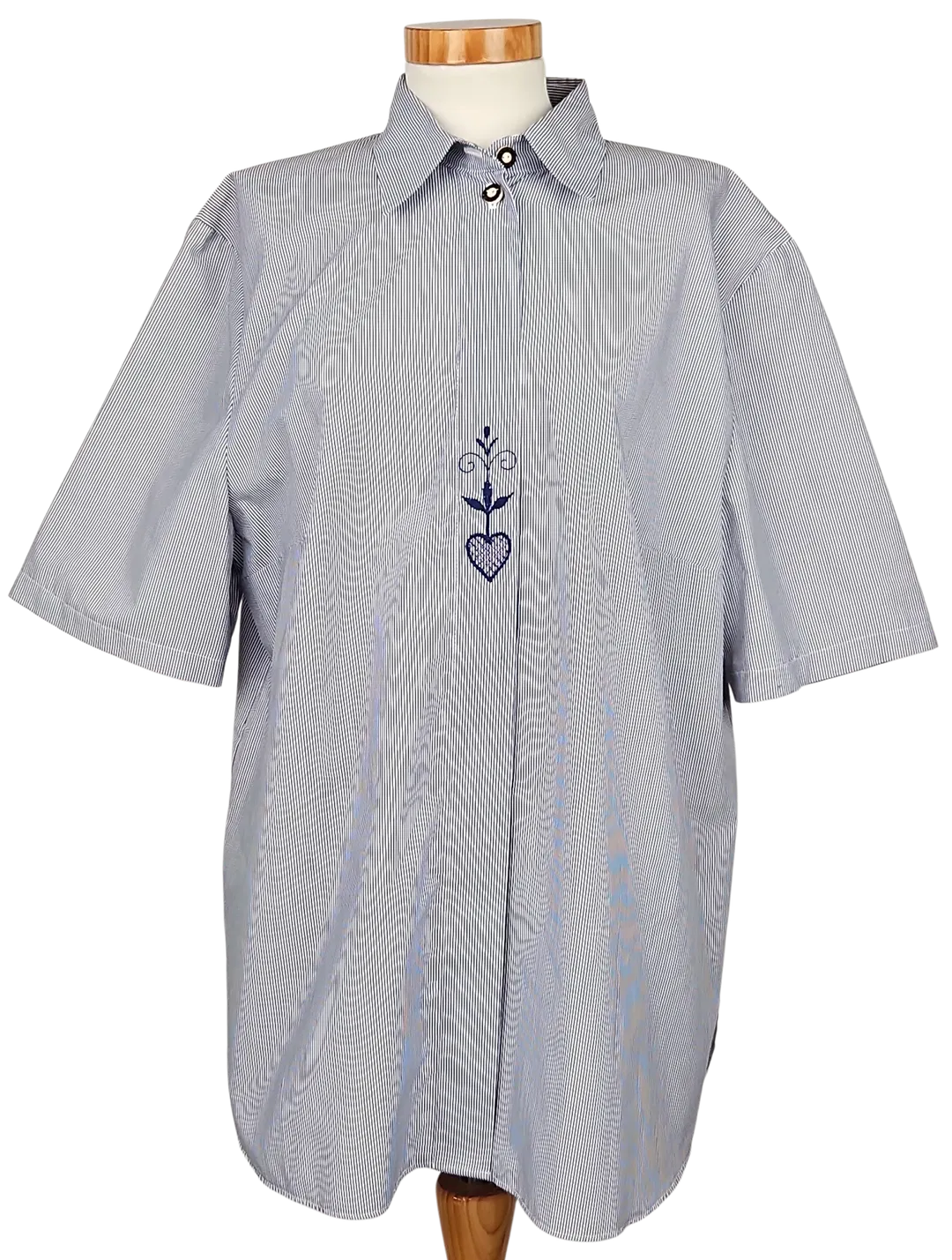 Rena Moden Vintage Damen Trachtenbluse, blau/weiß - Gr. XL  - Bild 4