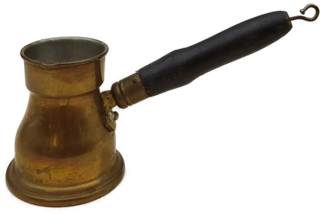 Traditionelle Mokkakanne aus Messing mit Holzgriff  – Bild 2