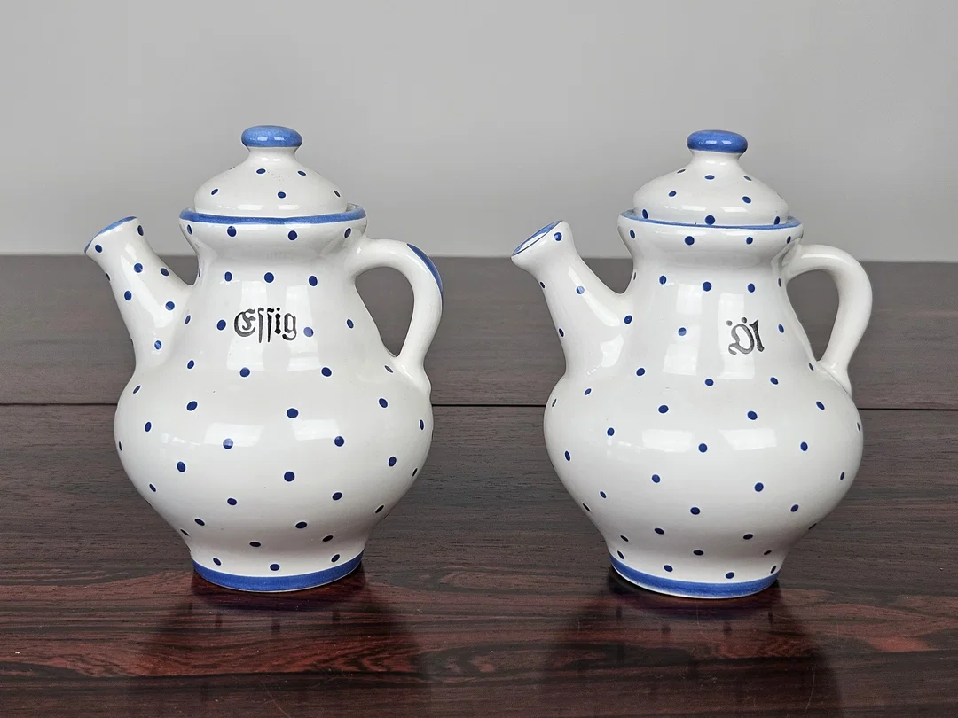Gmundner Keramik Essig/Öl-Set - blau getupft – Bild 1
