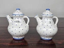 Gmundner Keramik Essig/Öl-Set - blau getupft