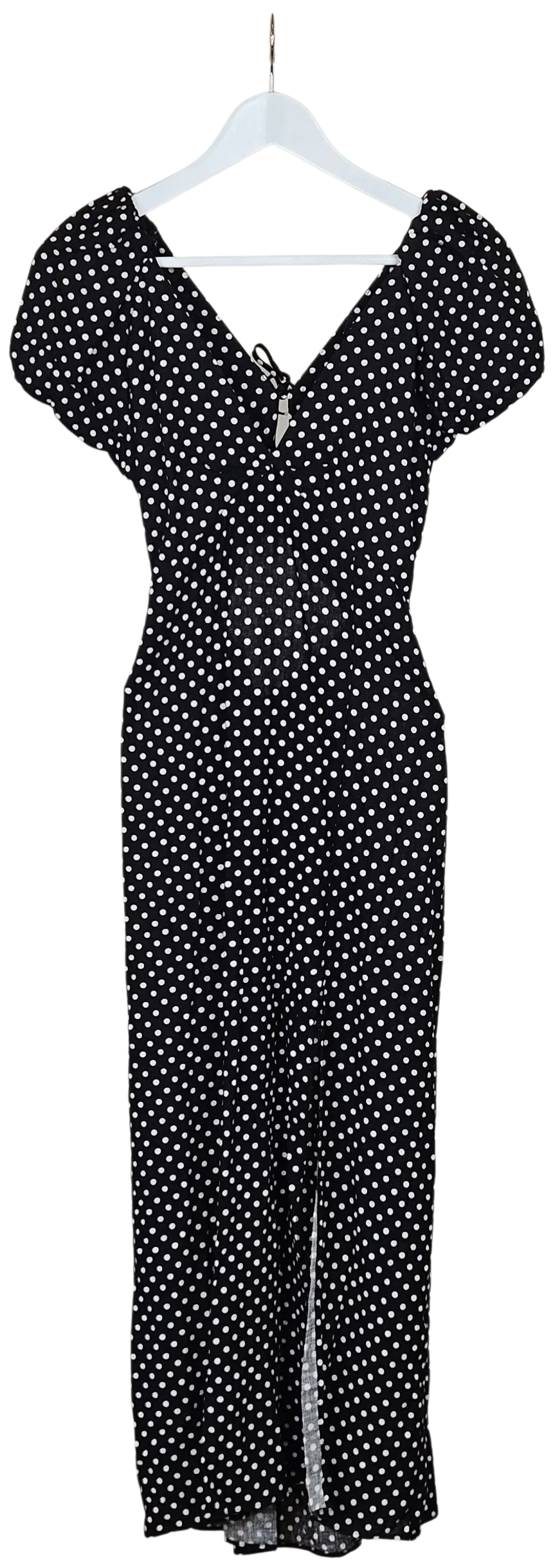 ZARA Damen Maxikleid mit Polka Dots, schwarz/weiß - Gr. S - Bild 4