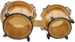 Klassische Holz-Bongos mit Naturfell – Doppelbongo-Set - Bild 3