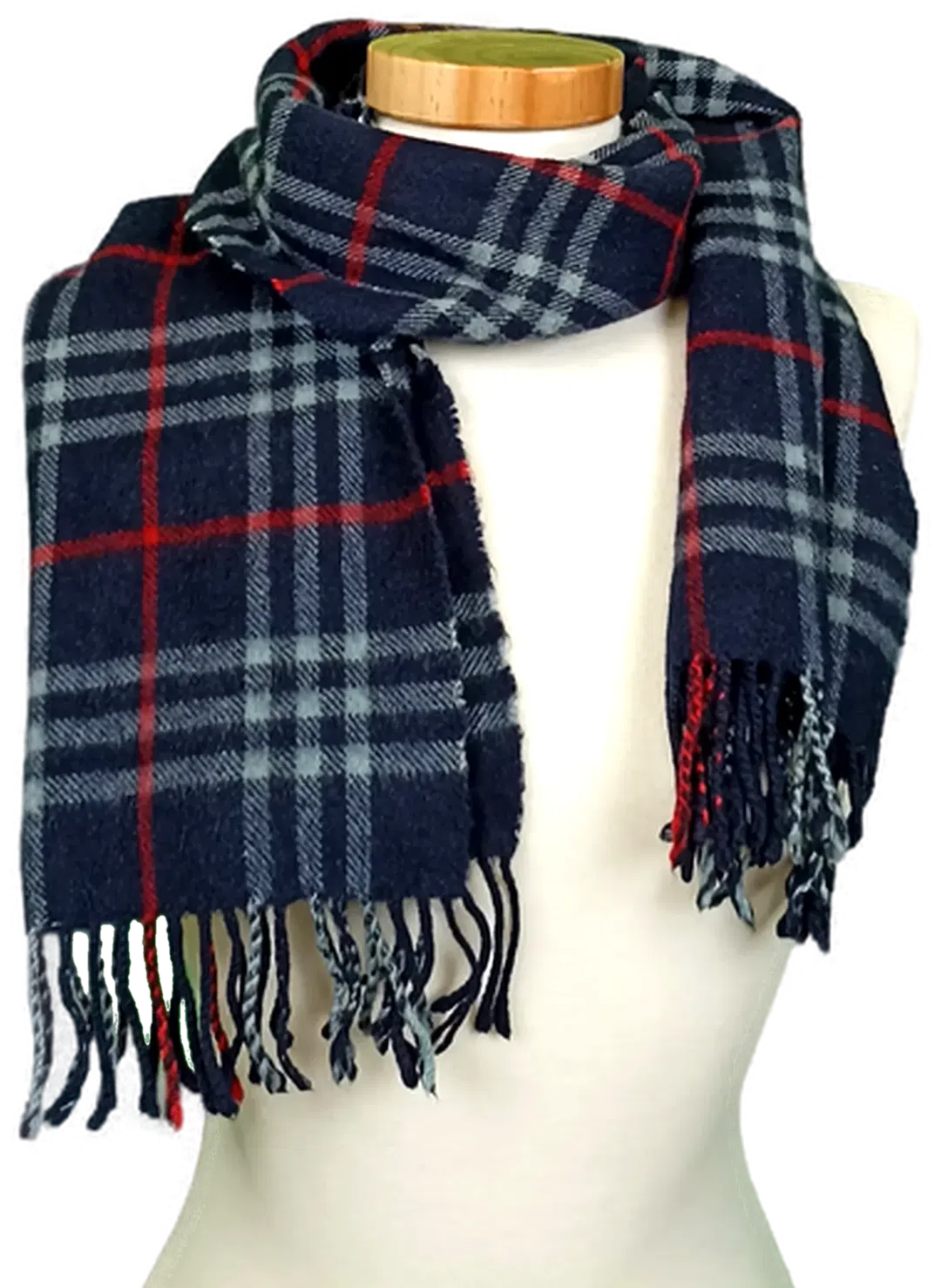 Burberry Kaschmir Unisex Vintage Schal blau/rot - Bild 1