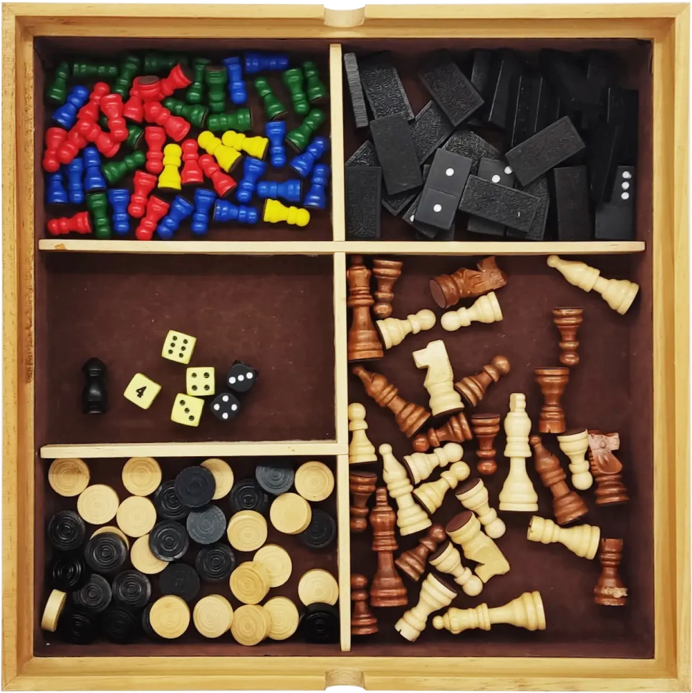 PHILOS Spielesammlung aus Holz mit 6 beliebten Brettspielklassikern – Bild 7