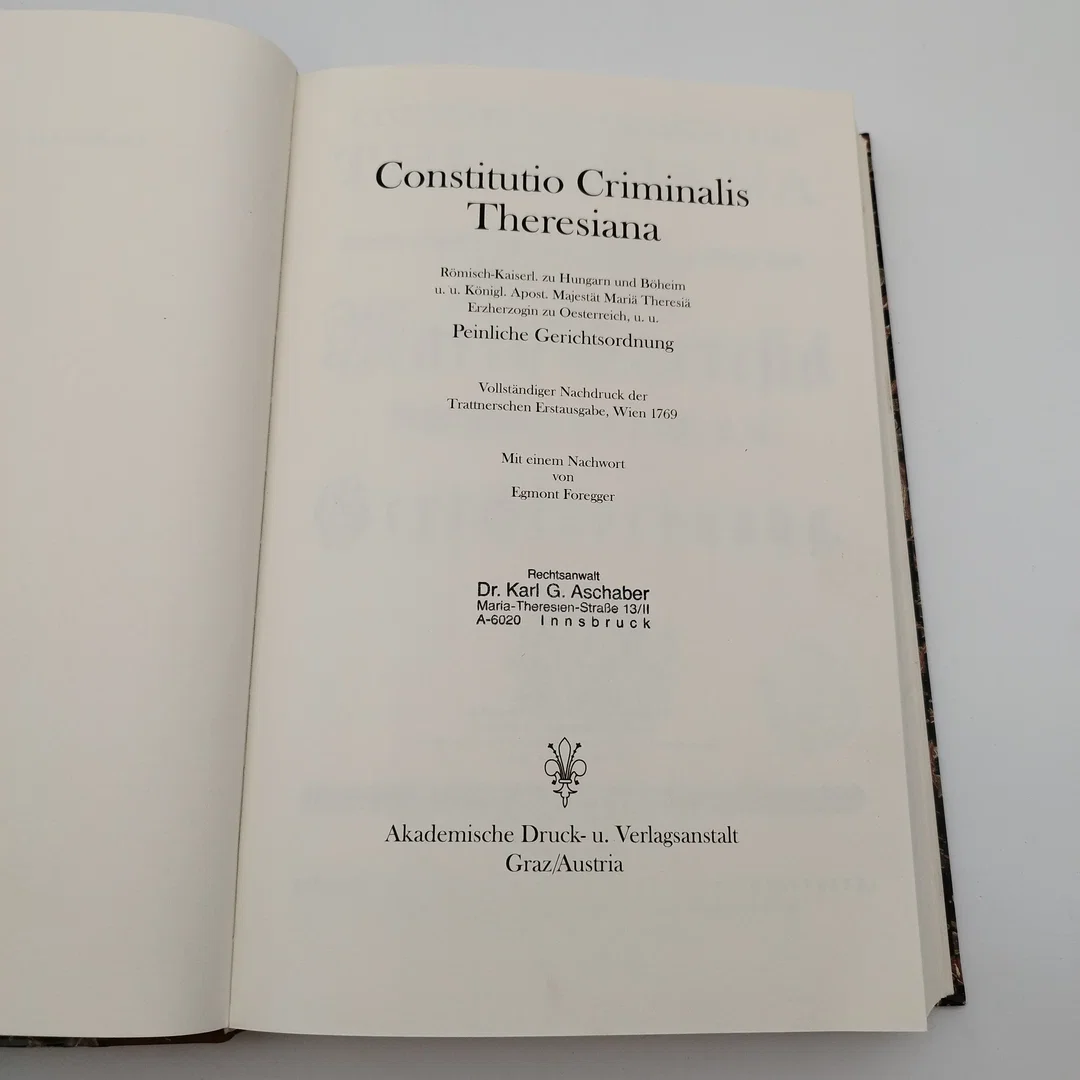"Peinliche Gerichtsordnung" - Constitutio Criminalis Theresiana REPRINT – Bild 4