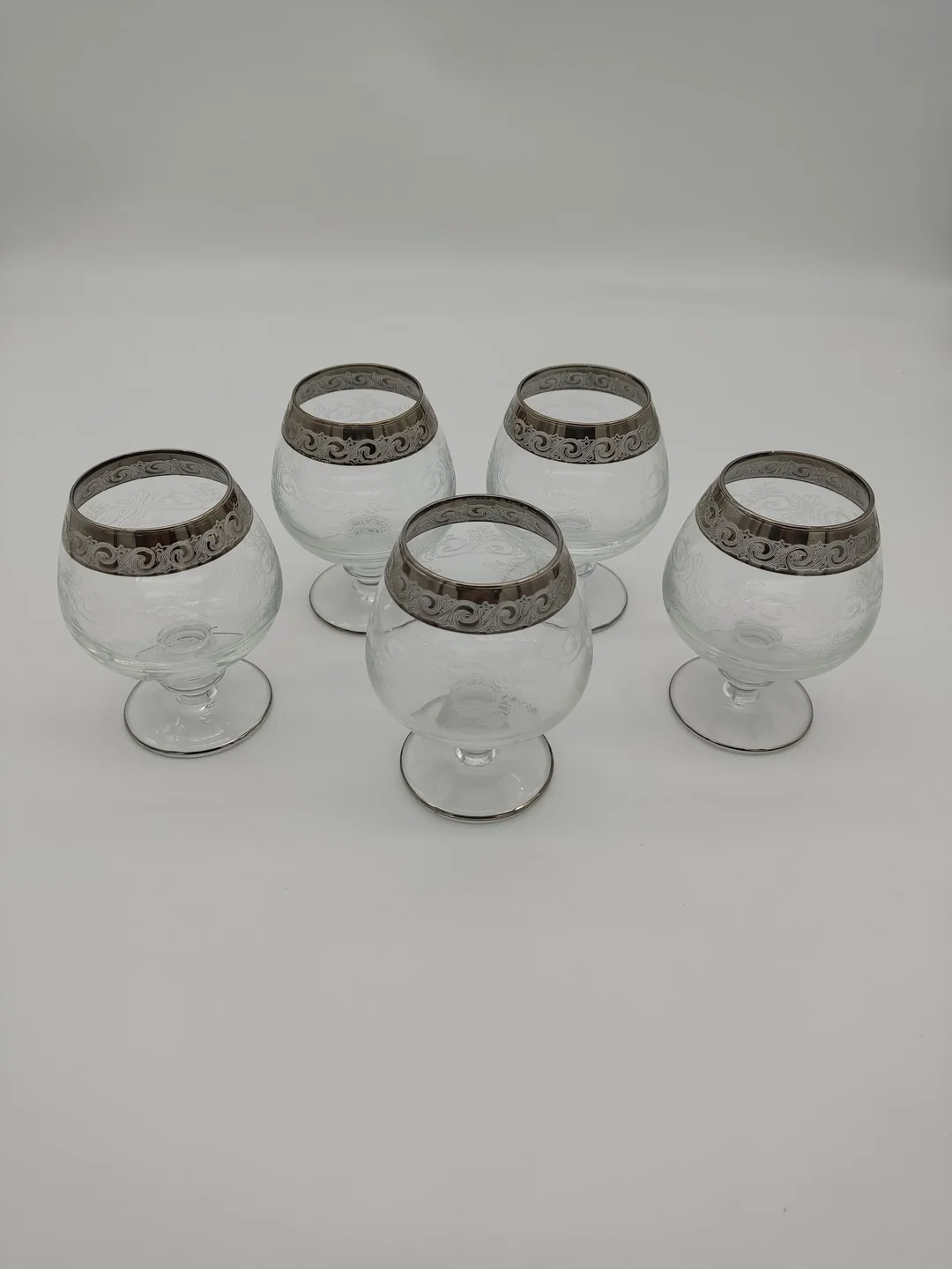 Murano Medici Cognac Gläser mit Platinrand 5 Stück – Bild 2