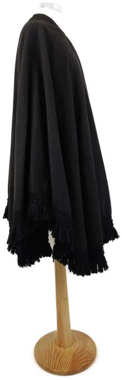 Damen Winter-Cape dunkelgrau mit Fransen / Einheitsgröße  - Bild 3