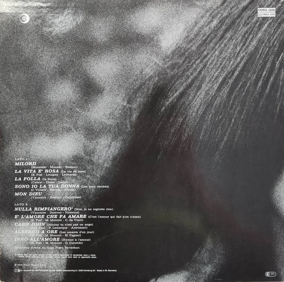 LP Vinyl Milva "Canzoni di Edith Piaf" – Bild 2