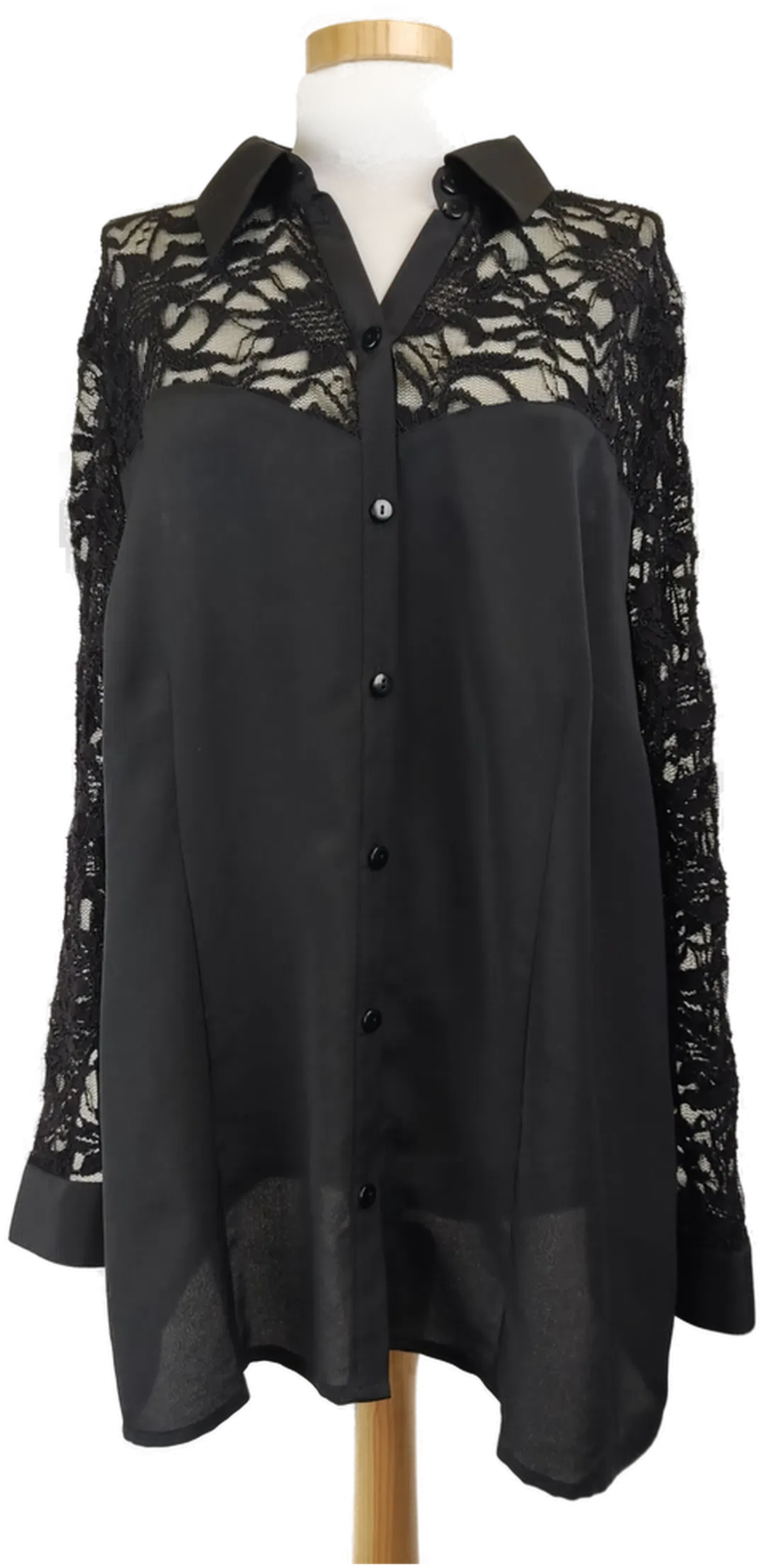 Atelier Damenbluse schwarz mit Spitzeneinsatz- XXXL/ 46 - Bild 1