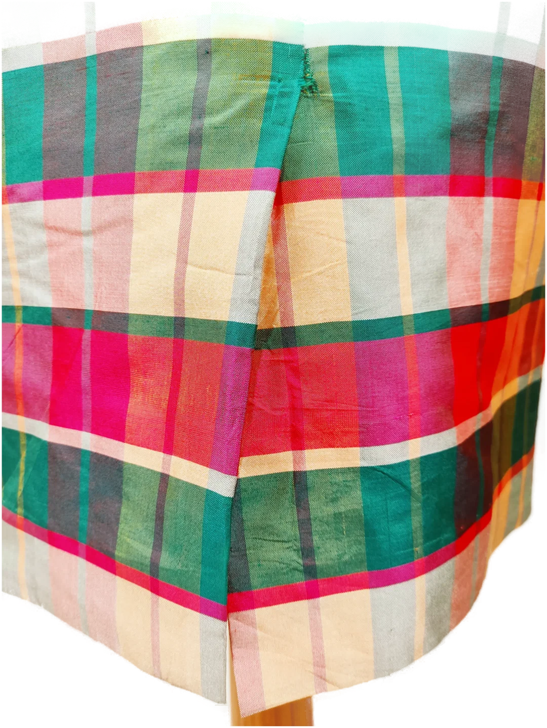 Seiden-Etuikleid Tartan-Karo | Eleganter Vintage-Charme, Größe 34 – Bild 6