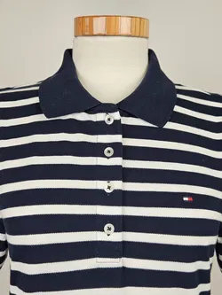 TOMMY HILFIGER Damen Poloshirt, blau/weiß - Gr. M  - Bild 4