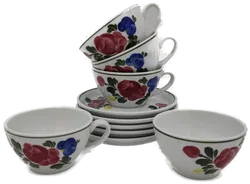 Lilien Porzellan Alpenflora Set (5 Tassen +5 Untertassen) Vintage - Bild 2