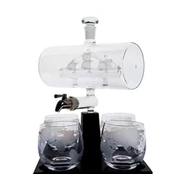 Oak & Steel – Schiff-Dekanter-Set mit 4 Gläsern und Originalverpackung - Bild 3