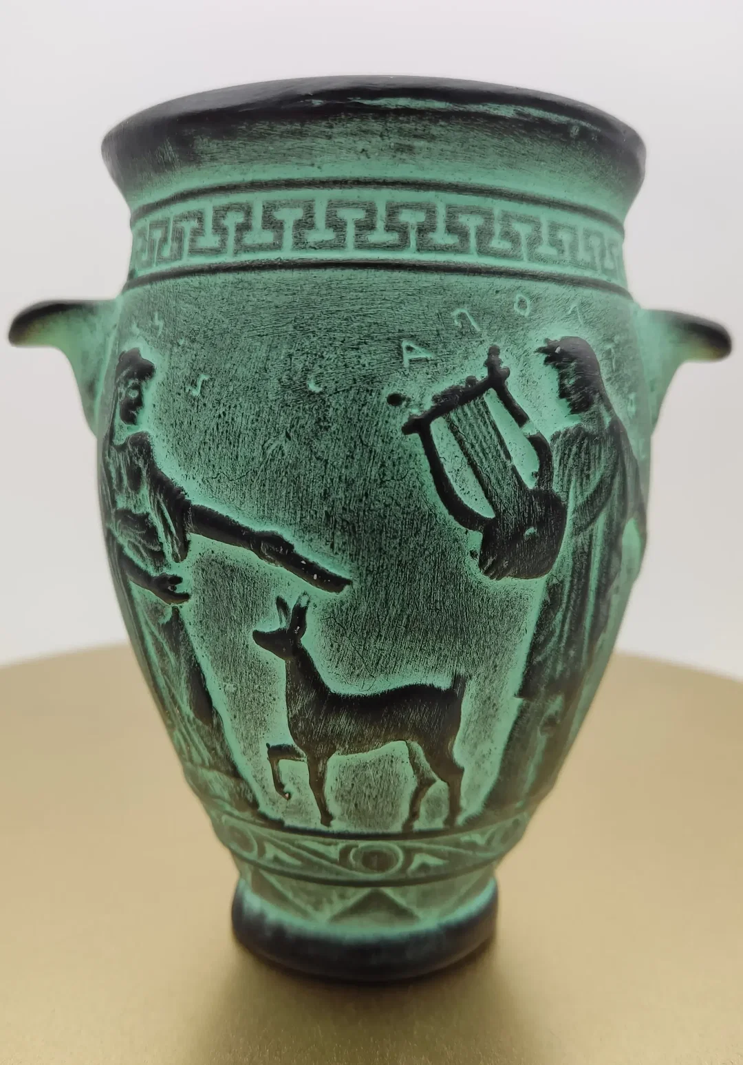 Griechische Keramik-Reliefvase In Türkisgrün | Vintage-Charme – Bild 2