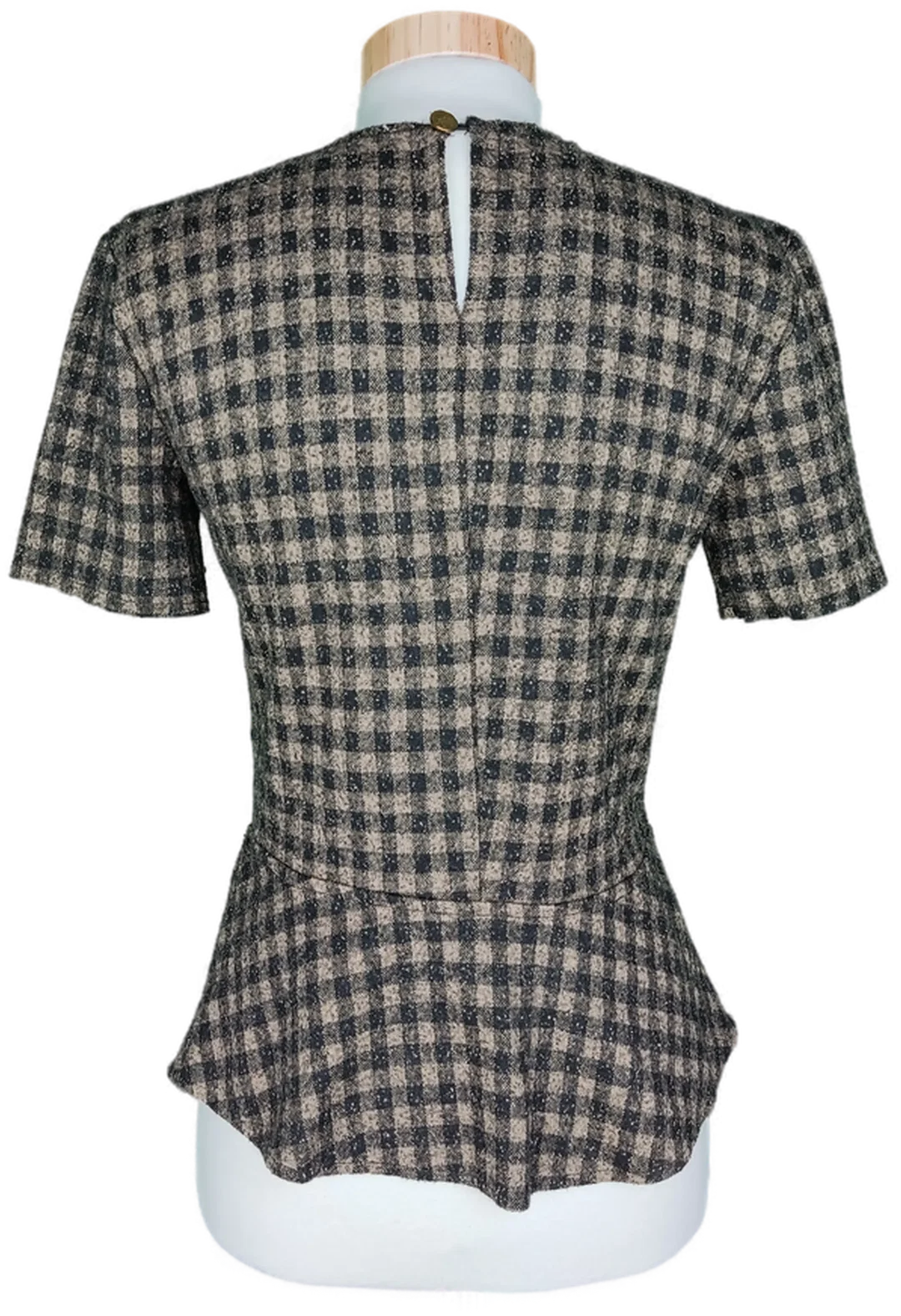Zara Damen Bluse schwarz-braun-kariert - S/36 – Bild 2