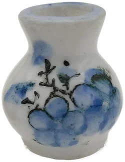 Puppenhaus Zubehör: Miniatur Keramikvase mit Blumenmotiv 2er-Set | Sammlerstück  – Vorschau 3