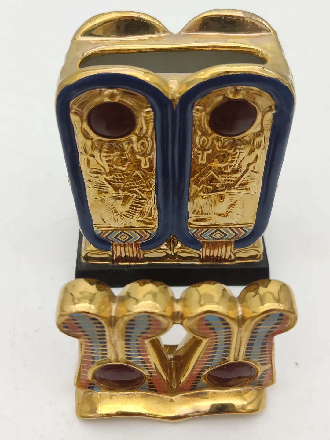 Goldener Behälter in Form einer Doppelkartusche Porzellan & Zertifikat von Franklin Mint | Limitierte Rarität – Bild 3
