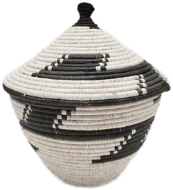 Boho Korb mit Deckel 24cm hoch - geflochten - Bild 1