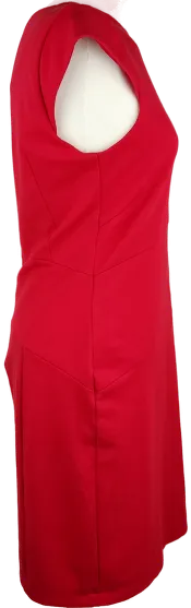 Kleid "Esprit" kurzarm mit Rundhalsausschnitt, rot mit langem Zipp, Göße. M – Bild 2