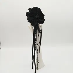 Schwarze Blumen-Brosche - ca. 37cm insgesamt  - Bild 1