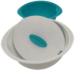 Tupperware Thermo Servierschüssel weiß/türkis 3teilig,  4.3 Liter, 2.5 Liter - Bild 2