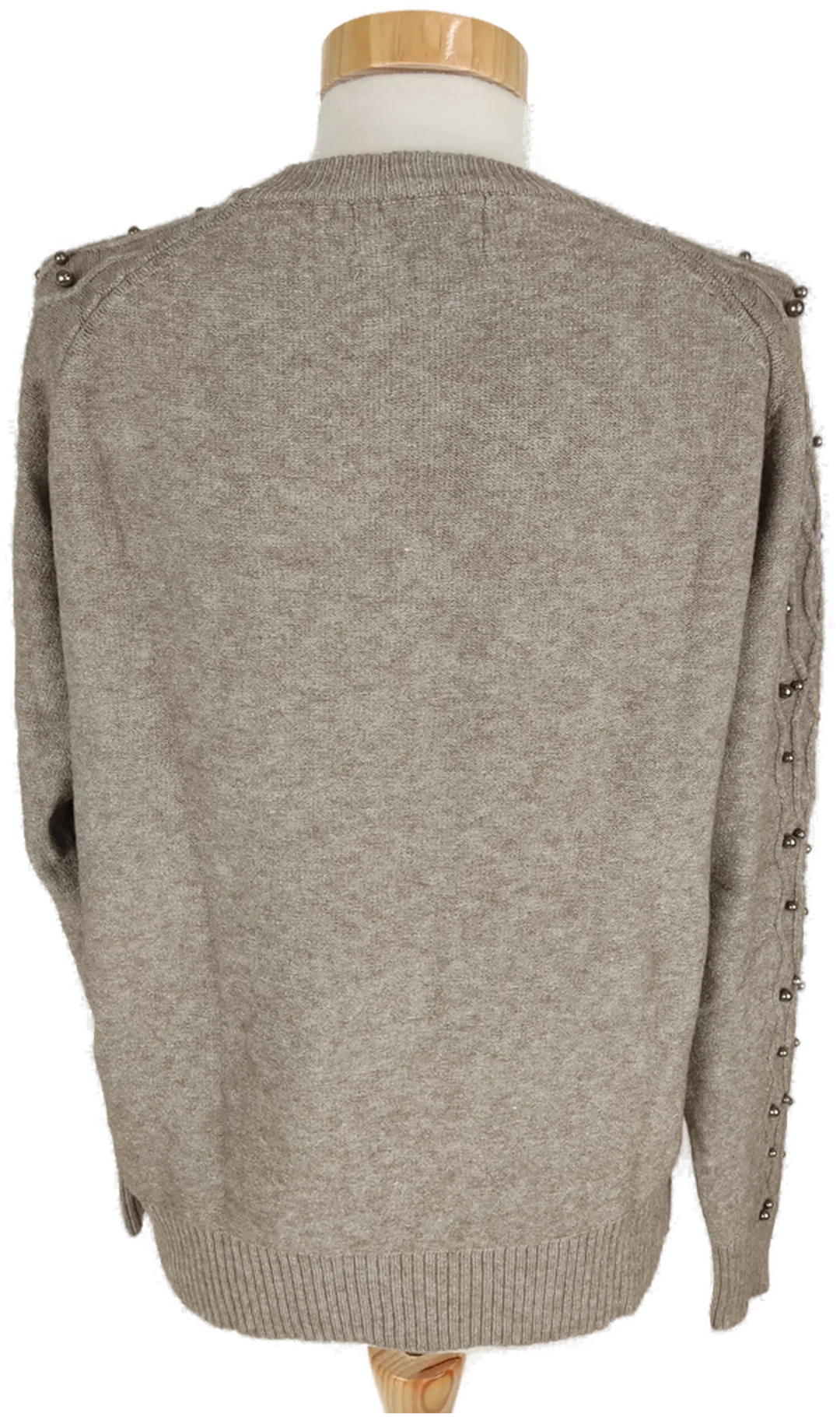 Pullover langarm mit Rundhalsausschnitt, braun mit Perlen, Größe 38 (geschätzt) – Bild 5