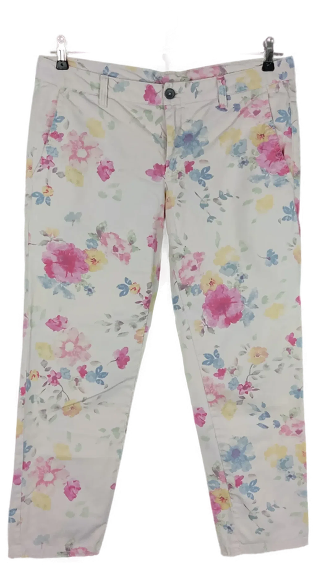 Benetton Damen 3/4 Hose cremeweiß/geblümt - M/38 - Bild 4