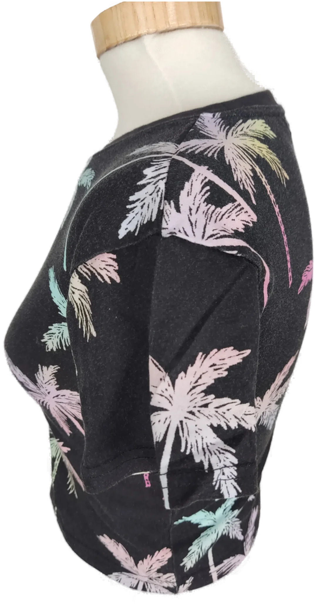 T-Shirt, kurzarm mit Rundhalsausschnitt, schwarz mit Aufdruck, Größe 34 (geschätzt) – Bild 2