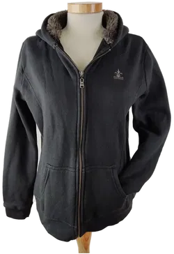 Weste 'Casa Blanca', langarm mit Kapuze, schwarz mit Taschen, Größe M - Bild 1