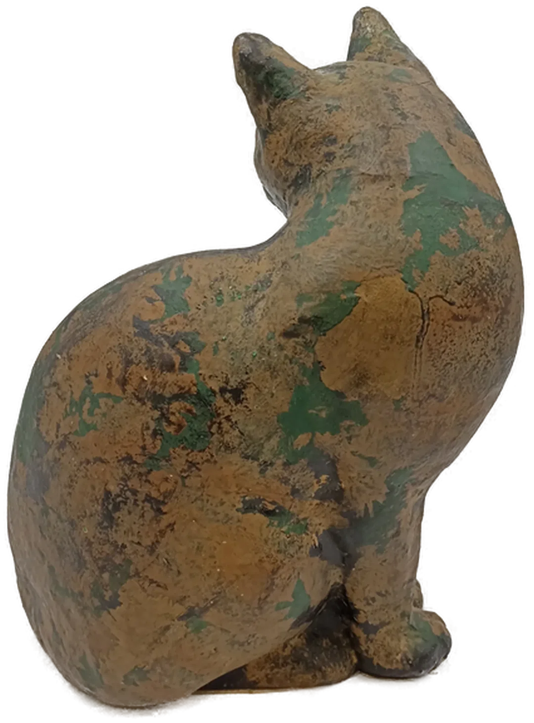 Vintage Gusseisen Katze – Dekorative Tierfigur mit grüner Patina – Bild 4