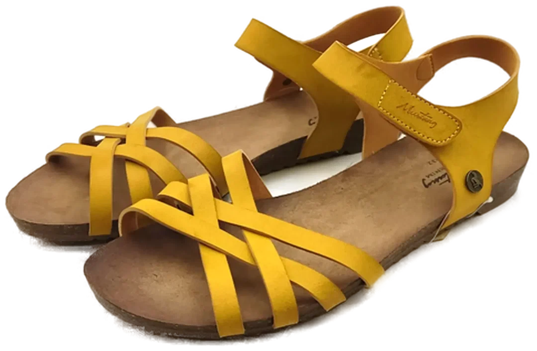 Mustang Damen-Sandalen Kunstleder senfgelb Gr. 40  - Bild 1