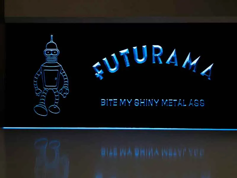 Leuchttafel blau Futurama "Bite my shiny metal...." – Bild 2