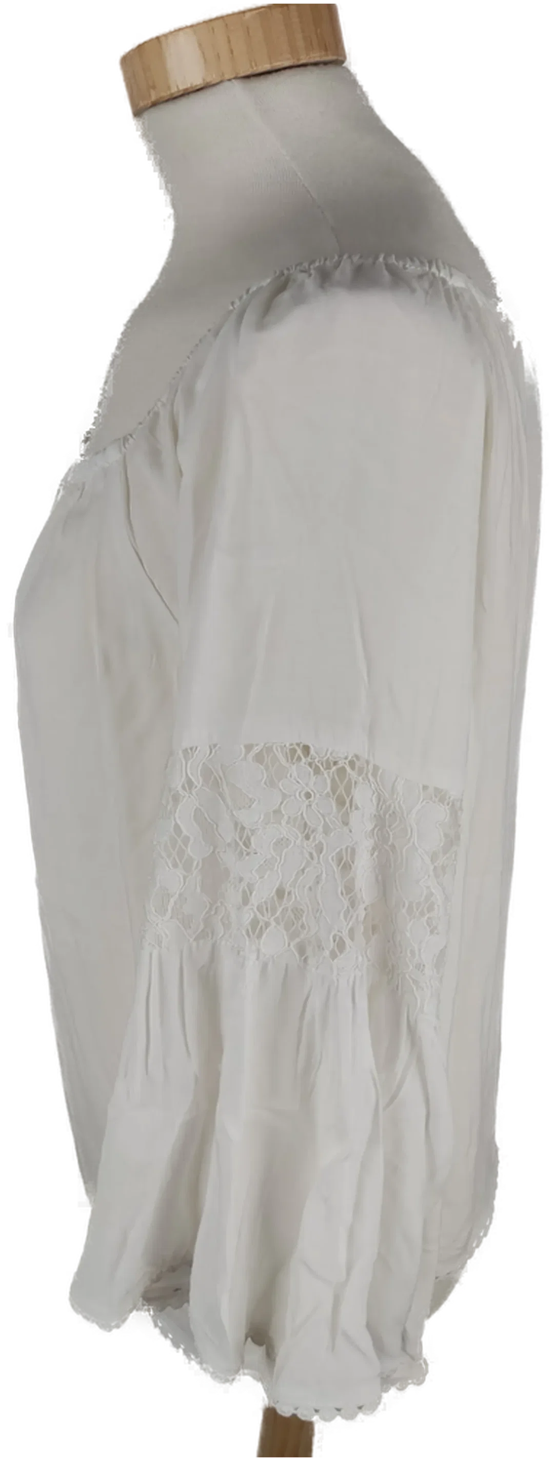 Bluse "page one", dreiviertelarm mit Rundhalsausschnitt, weiß mit Spitze, Größe 42 – Bild 2