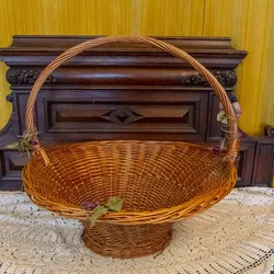 Großer Weidenkorb mit Henkel, Ø 54 cm, XXL Dekokorb, Naturgeflecht - Bild 1