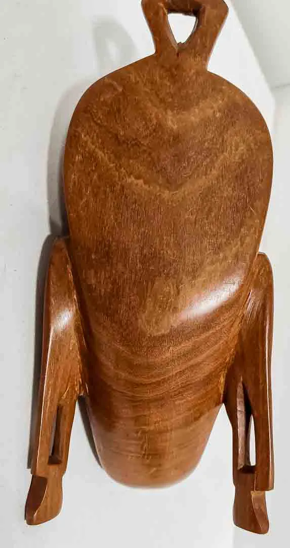 Edle Hartholz-Wandmaske ca. 19 cm – massive Handarbeit mit feiner Schnitzerei – Bild 2