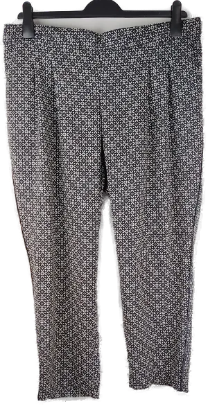 Schlupfhose "Your Sixth Sense", lang mit Gummizugbund, schwarz/beige gemustert mit Taschen, Größe 46 – Bild 1