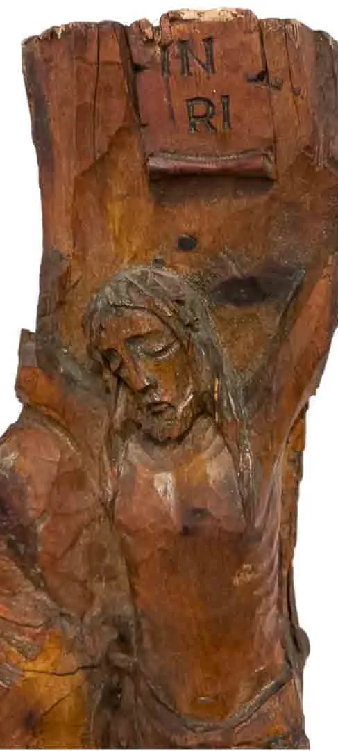 Handgeschnitzter Jesus am Kreuz – Rustikale Holzskulptur 62 cm Unikat – Bild 1