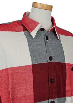 LUIGI Vintage Herren Hemd, rot/weiß/schwarz - Gr. XL  - Bild 4