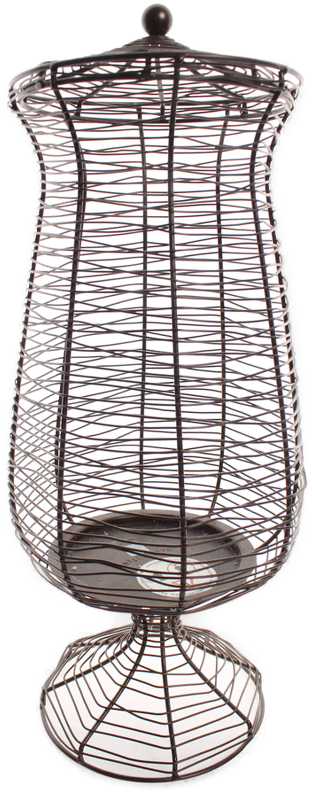 Großer Drahtkorb mit Deckel auf Fuß – Höhe ca. 45 cm, Metallgeflecht - Bild 1