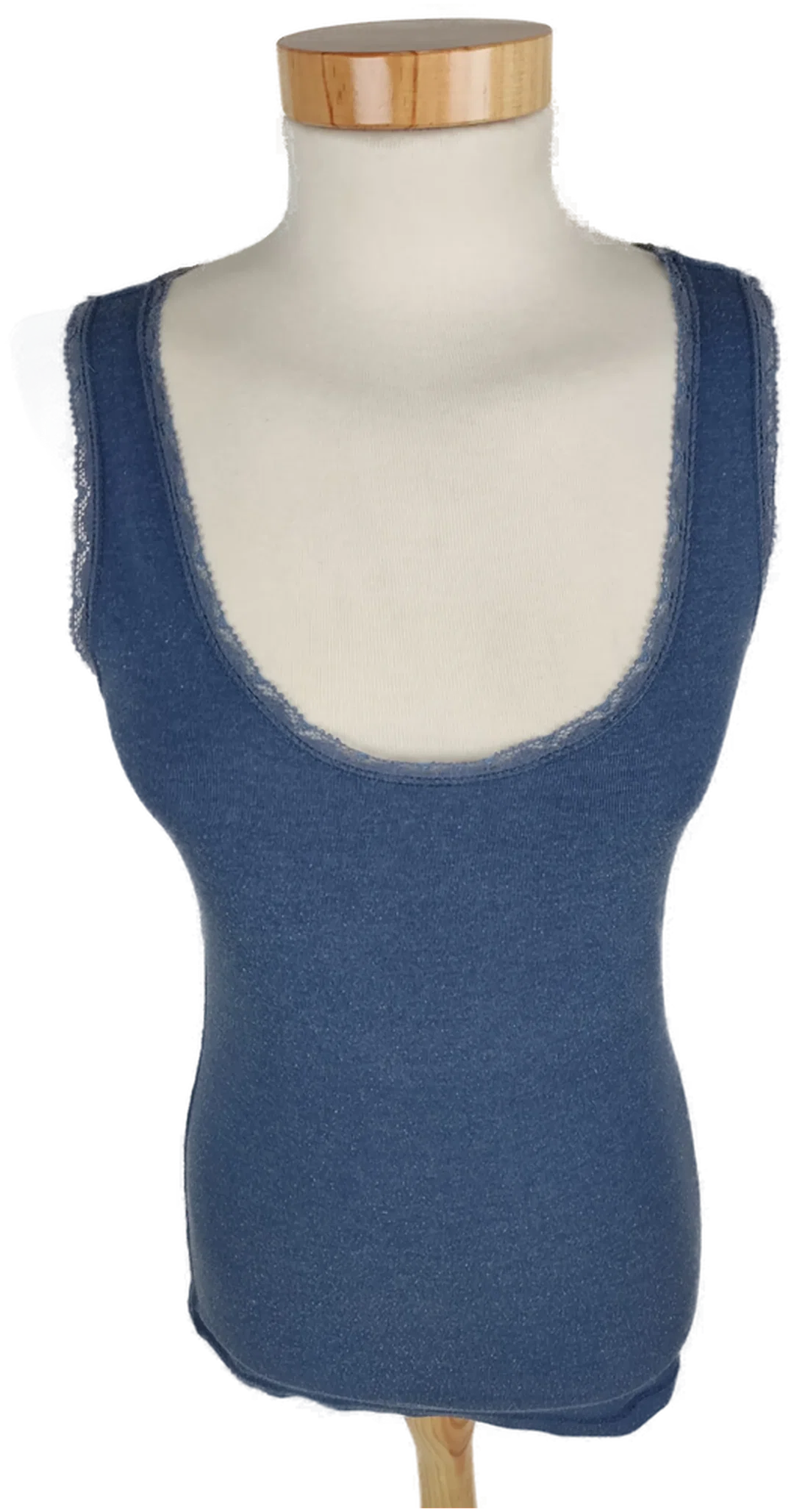 Top "L.O.G.G.", ärmellos mit Rundhalsausschnitt, blau mit Spitze, Größe M – Bild 1