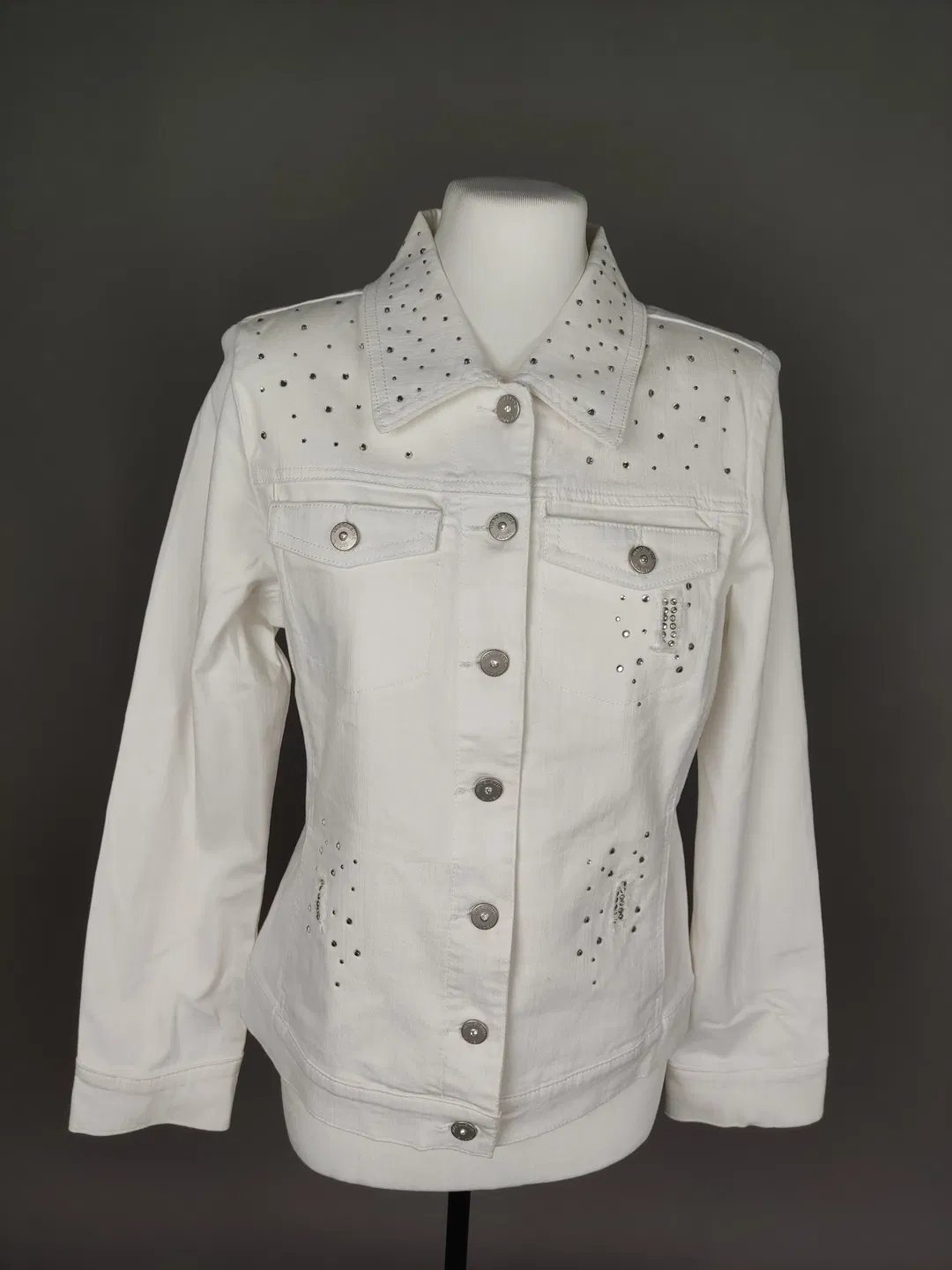 MADELEINE Damen Jeansjacke weiß mit Strasssteinen - 42 / XL - Bild 4