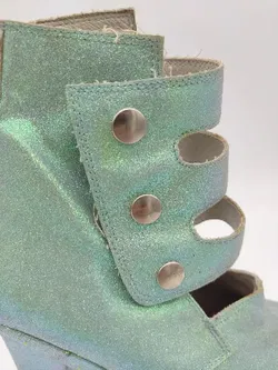 El Dantes Vintage Damen Glitter Plateau-Boots, türkis - Gr. 39 - Bild 6