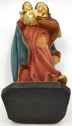 Vintage traditionelle Muttergottes Statue mit Jesukind – handgefertigt aus Holz - Bild 5