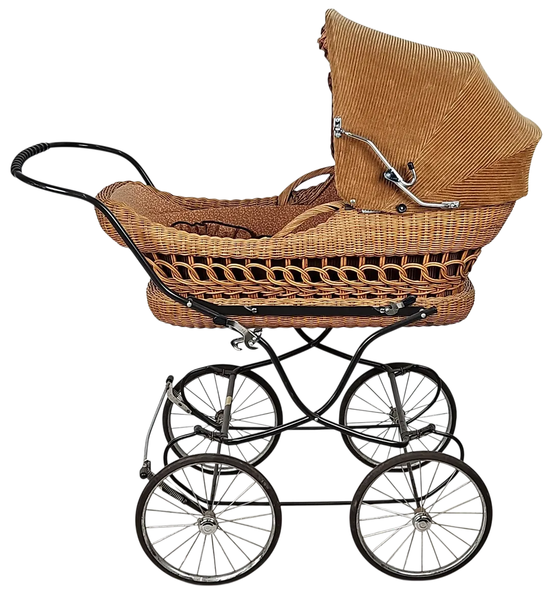 Vintage Kinderwagen aus Rattan/Metall - Bild 1