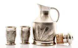 Zinn-Set Schnapskrug mit 2 Becher - Bild 2