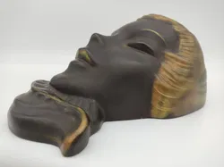 Dekorative Wandmaske/Frauenkopf in schwarz/gold - ca. 1950er Jahre - Bild 2